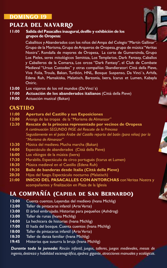 Programa de las Jornadas Medievales en Oropesa de Toledo
