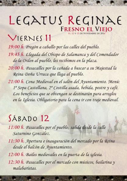 Programa del Mercado Medieval en Fresno el Viejo