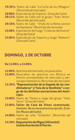 Programa de la Feria del Vino de Montearagon