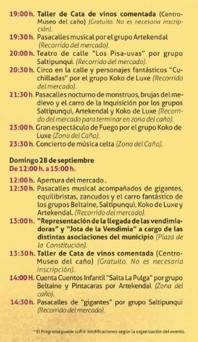 Programa de la Feria del Vino de Montearagon