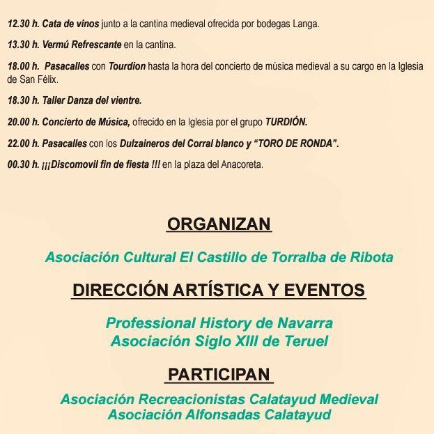 Programa de las Jornadas Medievales de Torralba de Ribota