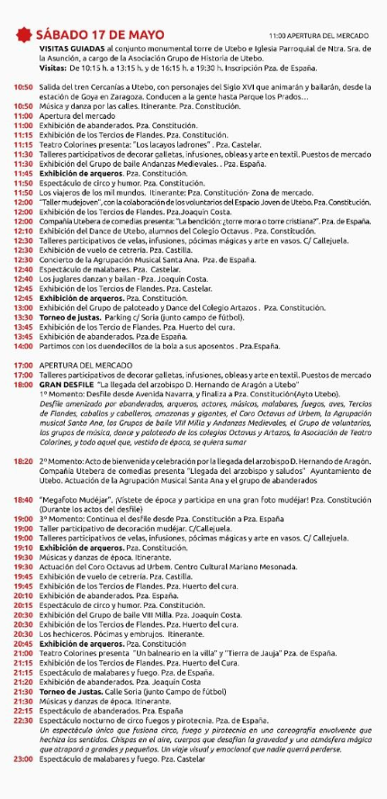 Programa de la Feria Mudejar de Utebo
