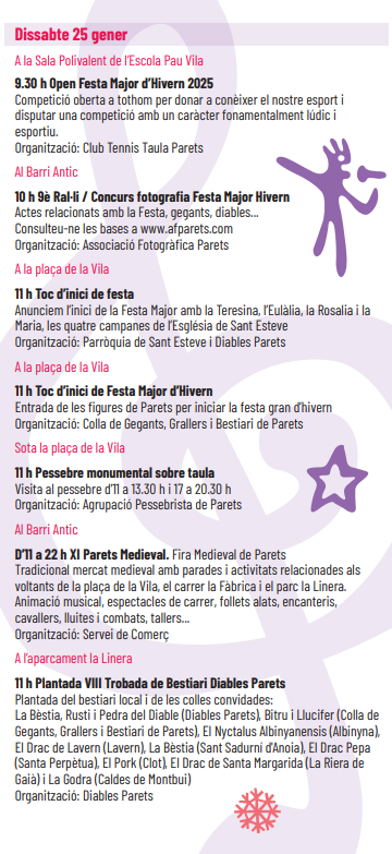 Programa de la Festa Major de Parets i Fira Medieval
