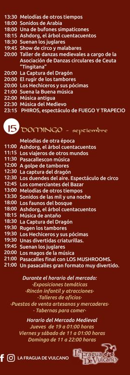 cuando es que dia donde programa mercado medieval ceuta