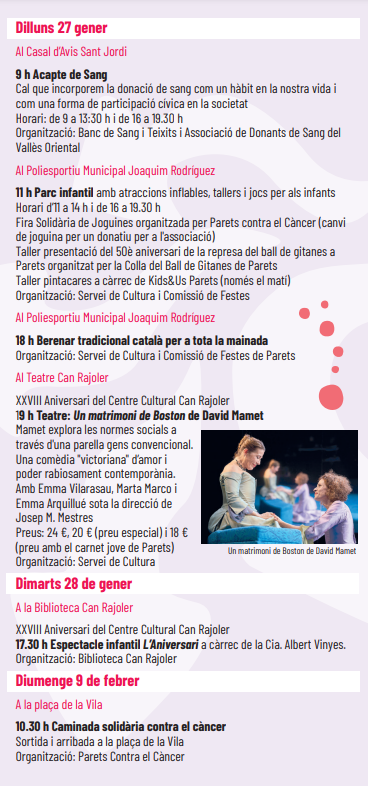 Programa de la Festa Major de Parets i Fira Medieval