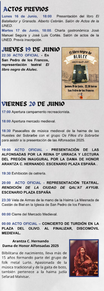 Programacion de las Alfonsadas en Calatayud