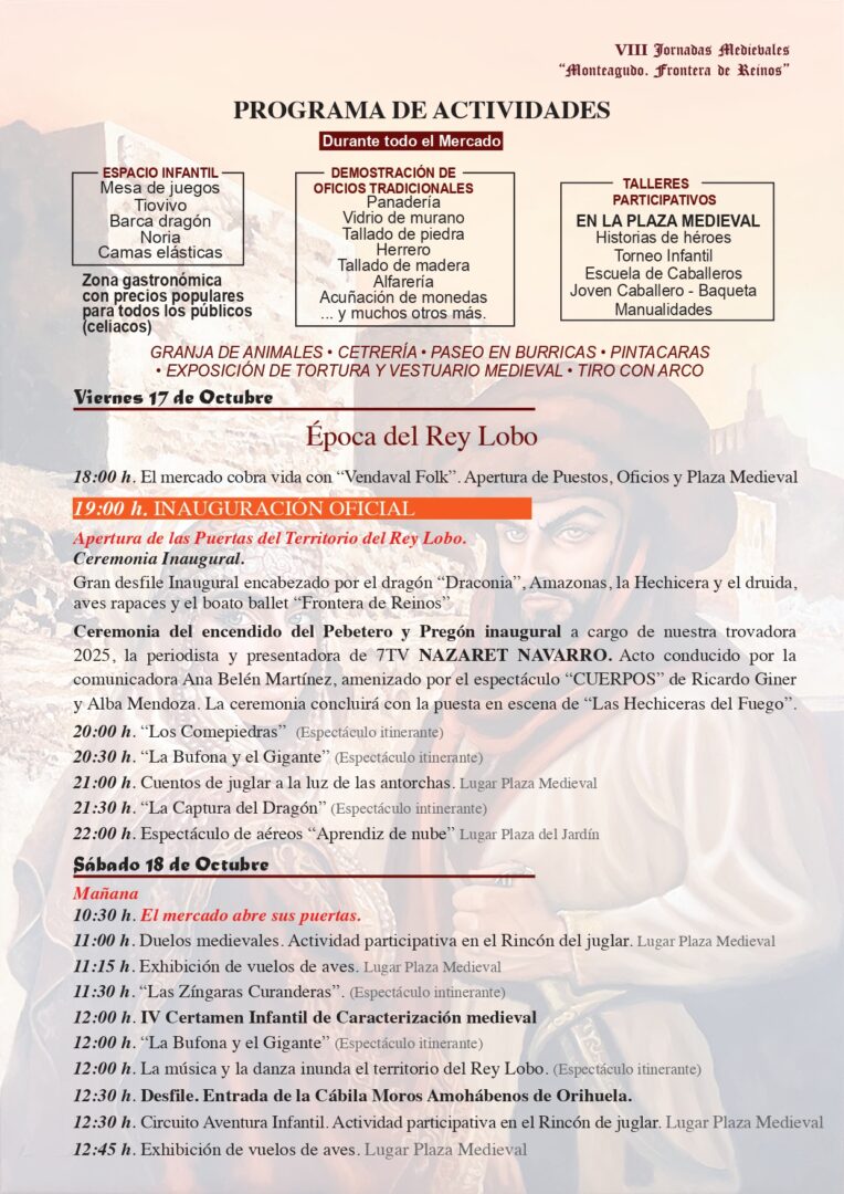 Programa Monteagudo, frontera de reinos Mercado Medieval en Murcia