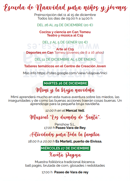 Programa de la Navidad en Ibiza