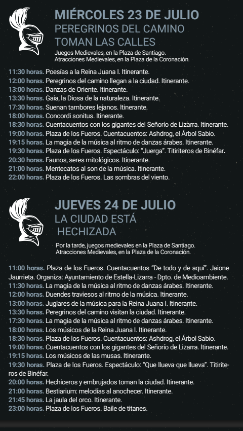 Programa de la Semana Medieval en Estella Lizarra