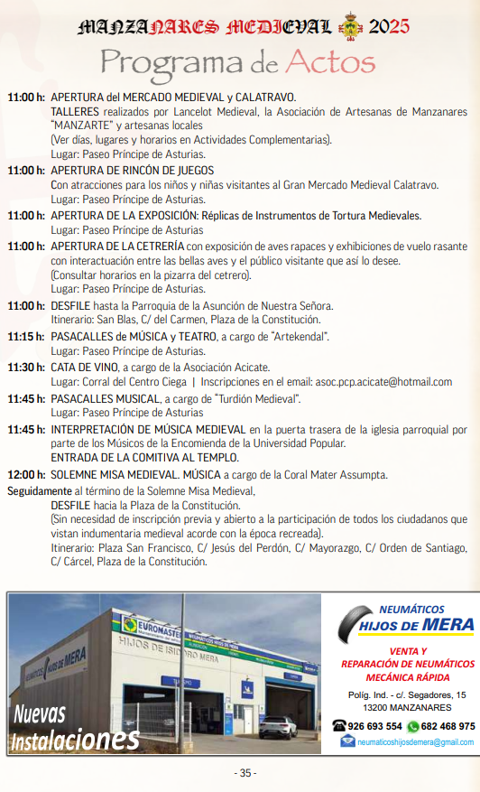 cuando son que dia programa actividades mercado medieval manzanares