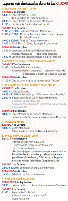 cuando son que dia programa actividades mercado medieval manzanares