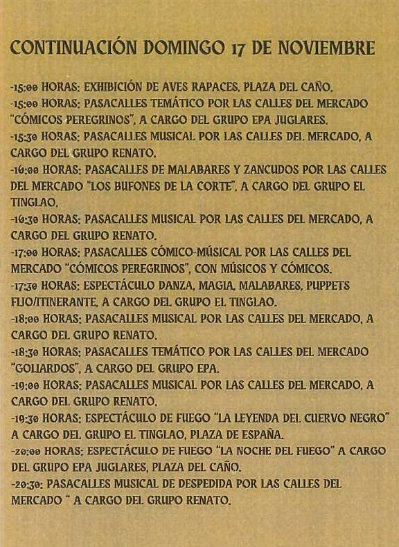 Programa del Mercado Medieval de Cazalegas