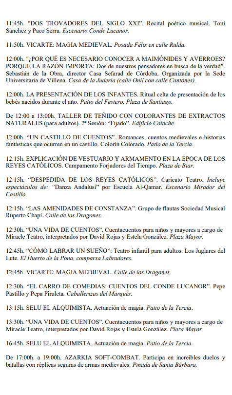 Programa de las Fiestas del Medievo en Villena