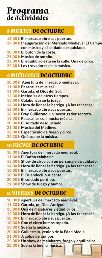 Programa del Mercado Medieval de El Campello