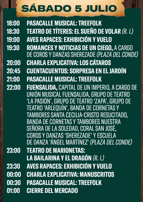 Programa de las Jornadas Condales en Fuensalida