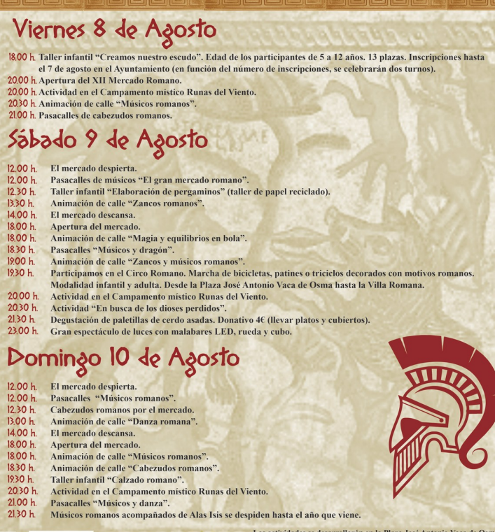 Programa del Mercado Romano de San Pedro del Arroyo