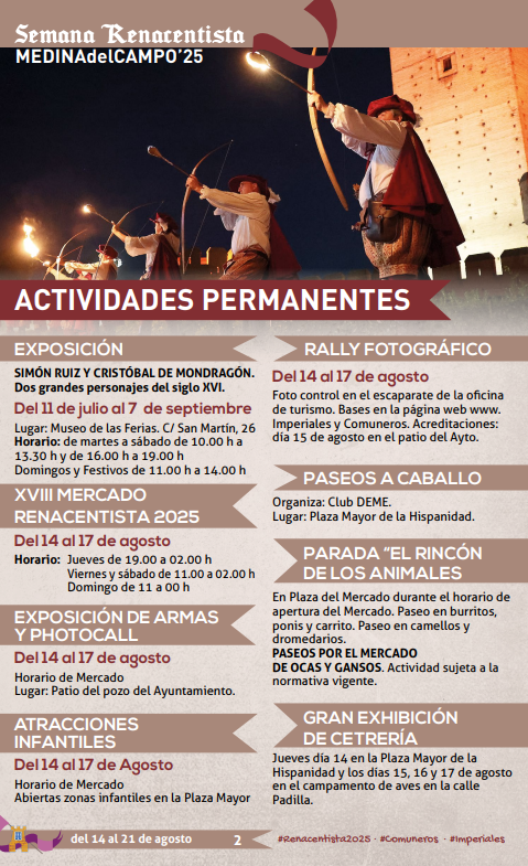 Programa de la Semana Renacentista de Medina del Campo