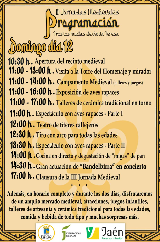 Programa de las Jornadas Medievales en el Castillo de Espeluy
