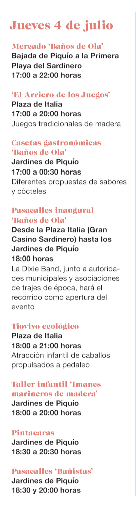 Programa de los Baños de Ola en Santander