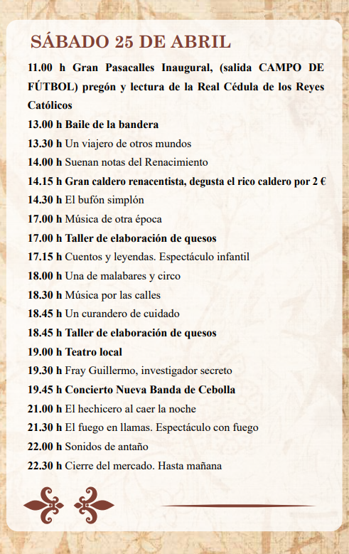 Programa del Mercado Renacentista de Cebolla
