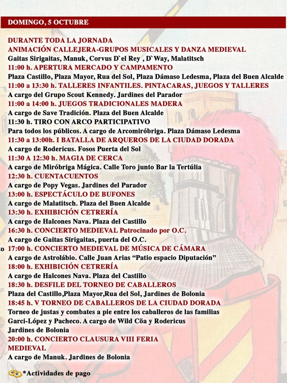 Programa de la Feria Medieval de Ciudad Rodrigo