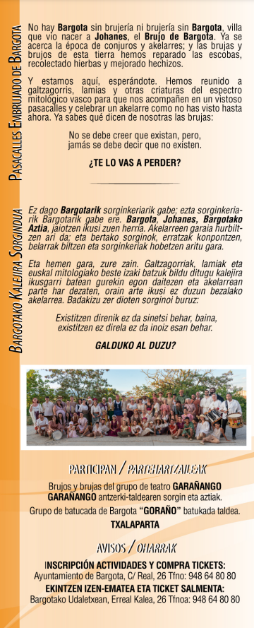 Programa de la Semana de la Brujeria de Bargota