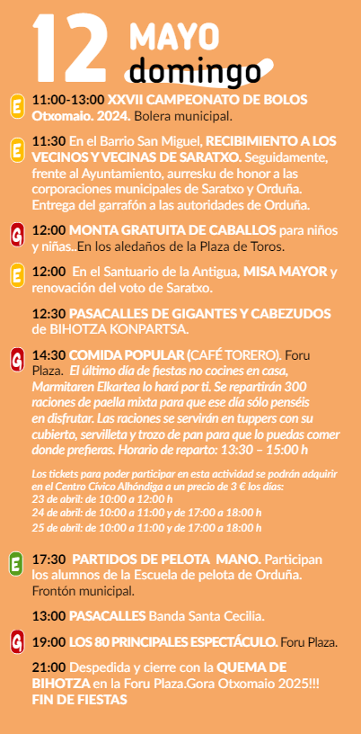 Programa de Otxomaios en Orduña Jaietan