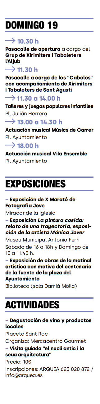 Programa de la Fira de Comerç de Bocairent