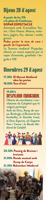 Programa del Mercado Medieval de Calafell