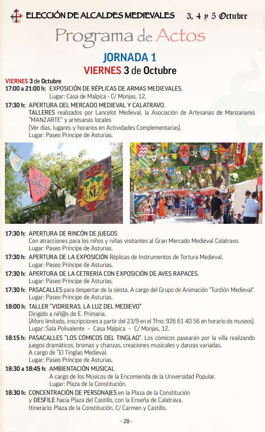 cuando son que dia programa actividades mercado medieval manzanares
