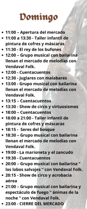 Programa del Mercado Medieval de Sant Vicent del Raspeig
