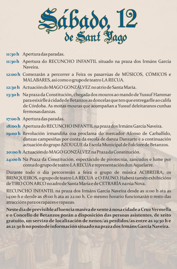 Programa de la Feira Franca Medieval de Betanzos