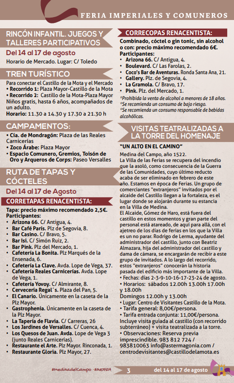 Programa de la Semana Renacentista de Medina del Campo