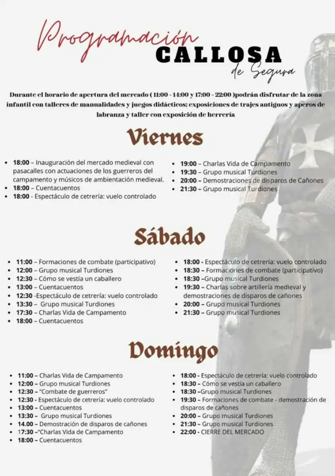 Programa del Mercado Medieval de Callosa de Segura