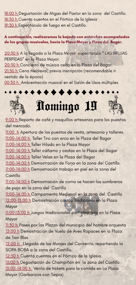 Programa de las Jornadas de Artesania Medieval en Cornago