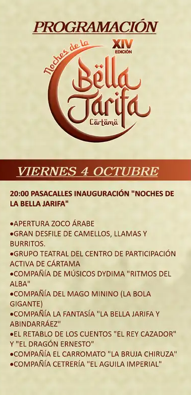 Programa de las Noches de la Bella Jarifa en Cartama