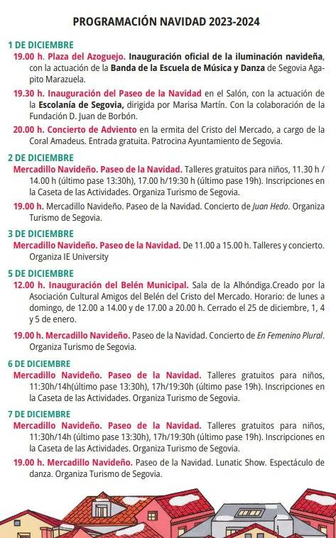 Programa de la Navidad en Segovia