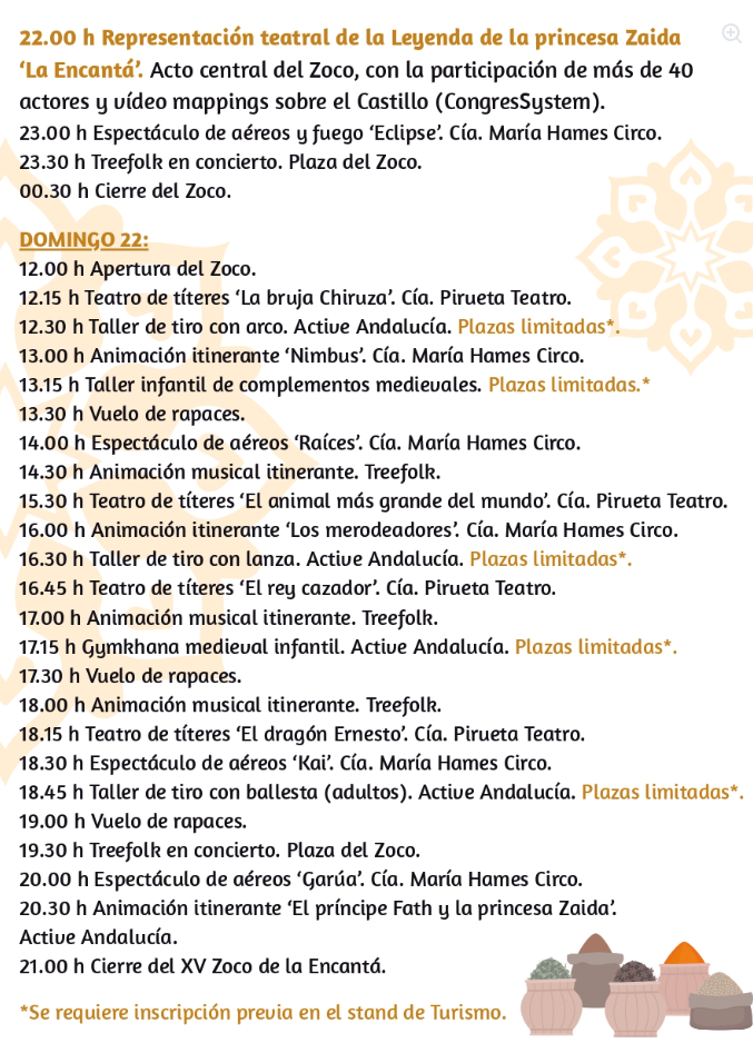 Programacion del Zoco de la Encanta en Almodovar del Rio