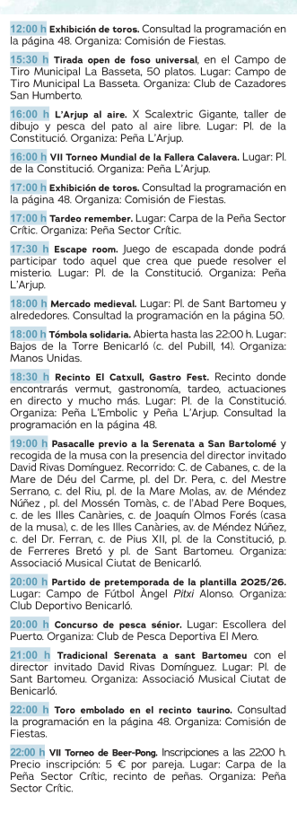 Programa de las Fiestas de Benicarlo Mercado Medieval