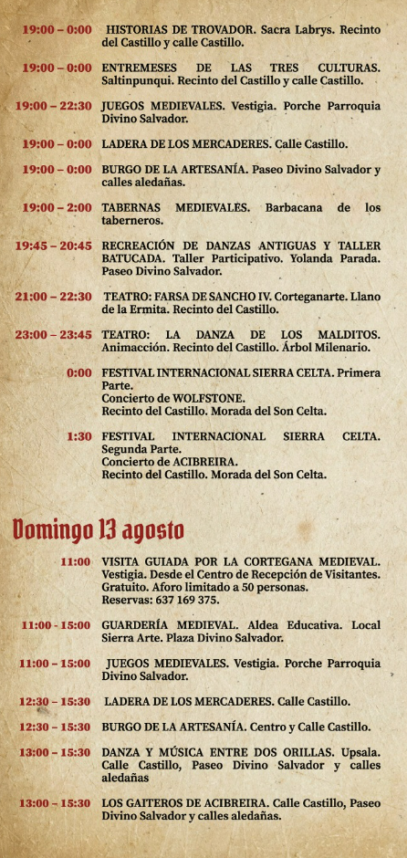 Programa de las Jornadas Medievales de Cortegana