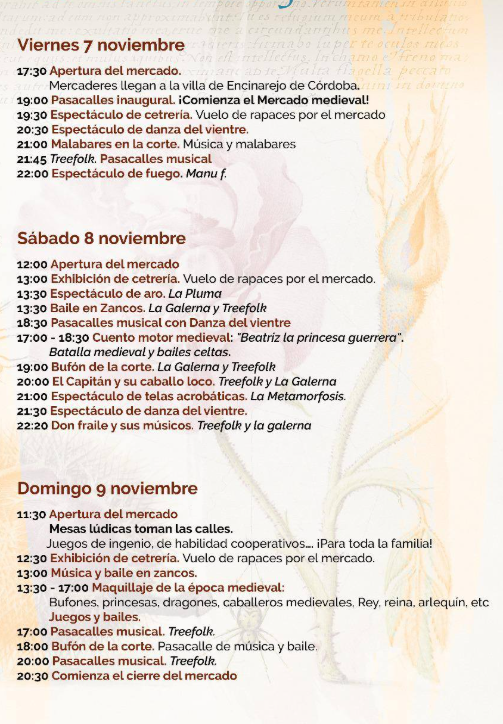 Programa del Mercado Medieval de Encinarejo