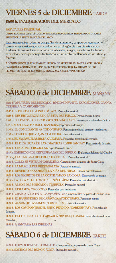 Programa del Mercado Medieval de Caravaca de la Cruz