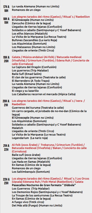 Programa de la Feria Medieval de El Alamo