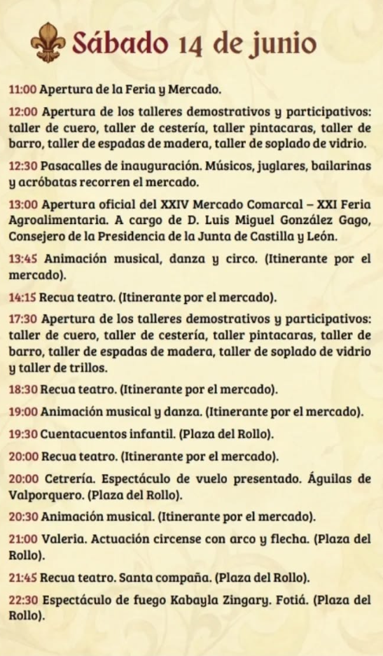 Programa del Mercado Comarcal y Feria Agroalimentaria de Villalon de Campos
