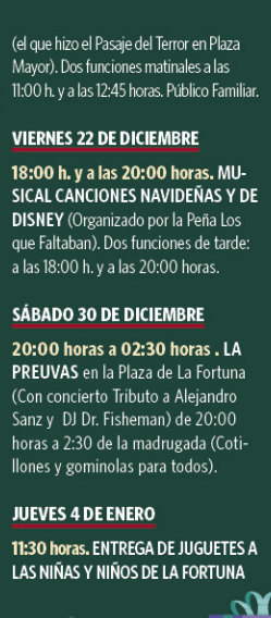 Programa de la Navidad en Leganes