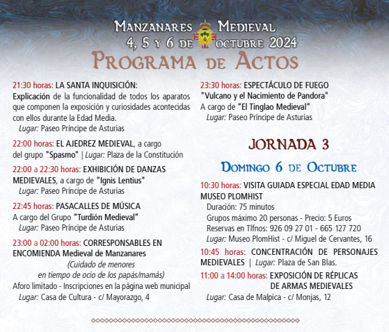 cuando son que dia programa actividades mercado medieval manzanares