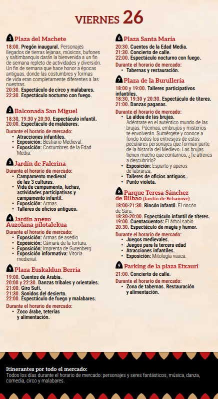 Programa del Mercado Medieval de Vitoria Gasteiz