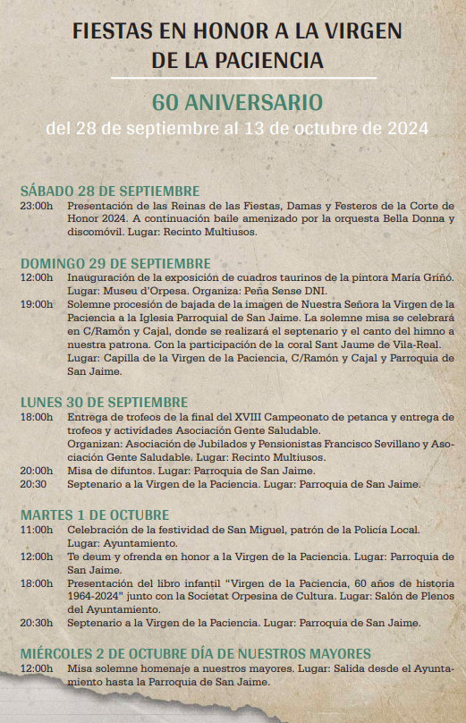 Programa de las Fiestas de Oropesa del Mar