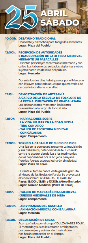 Programa de la Feria Medieval de Pareja