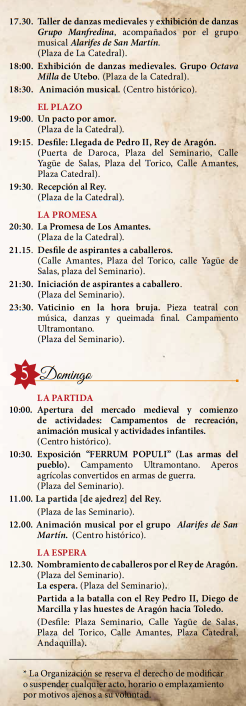 Programa de La Partida de Diego en Teruel